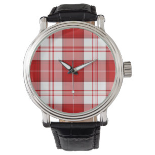 Menzies tartan red white plaid horloge