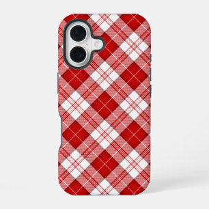 Menzies tartan red white plaid iPhone 16 hoesje
