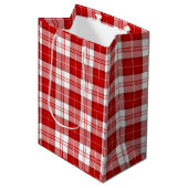 Menzies tartan red white plaid medium cadeauzakje (Voorkant Gekanteld)