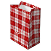 Menzies tartan red white plaid medium cadeauzakje (Achterkant Gekanteld)