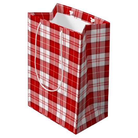 Menzies tartan red white plaid medium cadeauzakje (Achterkant Gekanteld)