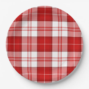 Menzies tartan red white plaid papieren bordje