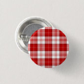 Menzies tartan red white plaid ronde button 3,2 cm (Voorkant /achterkant)