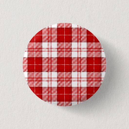 Menzies tartan red white plaid ronde button 3,2 cm (Voorkant)