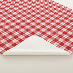 Menzies tartan red white plaid sherpa deken