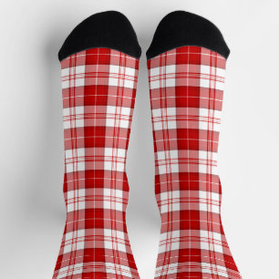 Menzies tartan red white plaid sokken