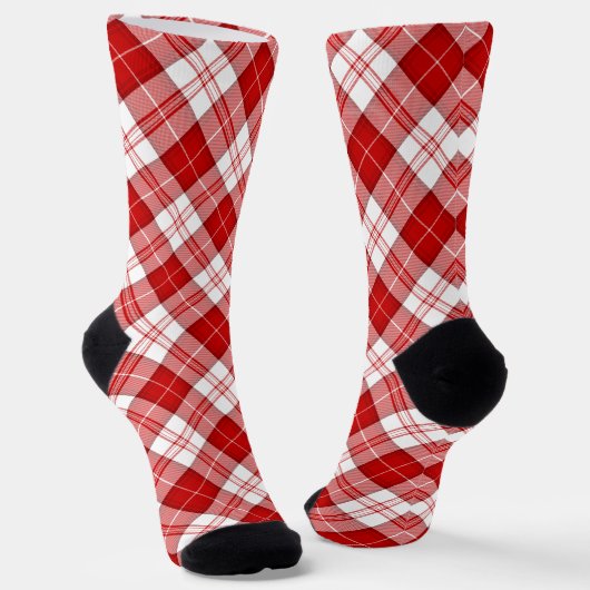 Menzies tartan red white plaid sokken (Gebogen)