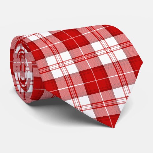 Menzies tartan red white plaid stropdas (Opgerold)
