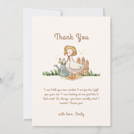 Meodow Little Duckling Garden Baby shower Bedankkaart (Voorkant)