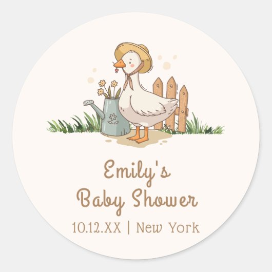 Meodow  Little Duckling Garden Baby shower Ronde Sticker (Voorkant)