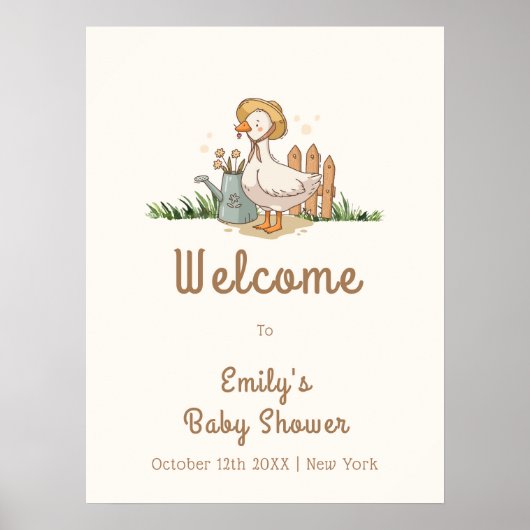 Meodow Little Duckling Garden Baby shower Welkom Poster (Voorkant)
