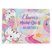 Meoedgisch caticorn verjaardag Grote Gift Bag Groot Cadeauzakje (Achterkant)
