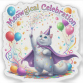 Meologisch feest - grillige kat sticker (Voorkant)
