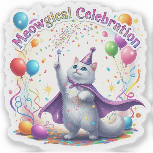 Meologisch feest - grillige kat sticker (Voorkant)