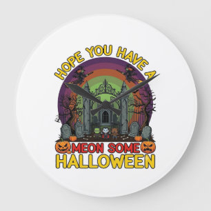 Meon Sommige Halloween Kerkhofhek Monsters Pompoen Grote Klok