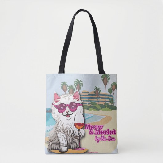 Meow and Merlot by the Sea totebag Tote Bag (Voorkant)