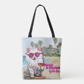 Meow and Merlot by the Sea totebag Tote Bag (Achterkant)