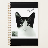 Meow Black and White Cat Kitten Sketch Planner (Voorkant)