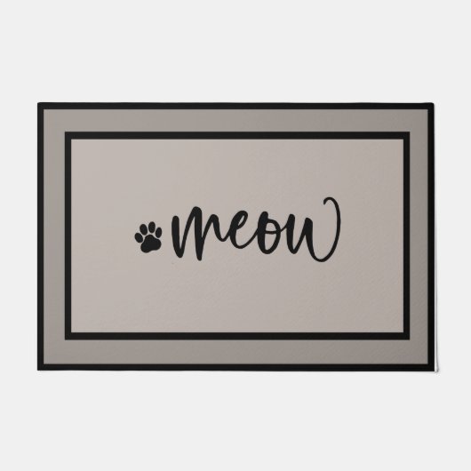 Meow Black Cat Doormat, Funny Kitty Cat Doormat Deurmat (Voorkant)
