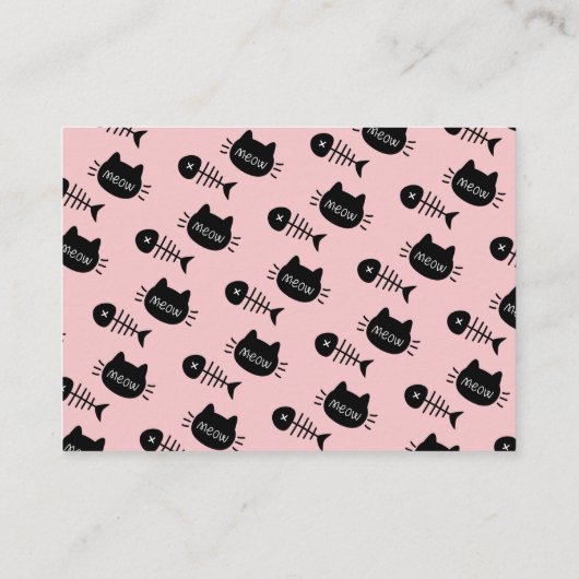 Meow Black Cat Face Pink Baby shower Book Request Informatiekaartje (Achterkant)