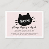 Meow Black Cat Face Pink Baby shower Book Request Informatiekaartje (Voorkant)