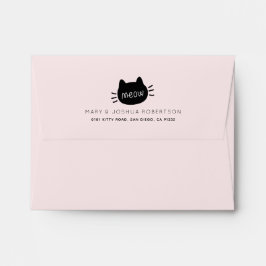 Meow Black Cat Face Pink Envelop