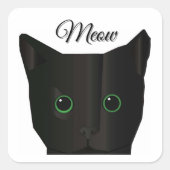 Meow Black Cat  Vierkante Sticker (Voorkant)