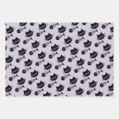 Meow Black Kitty Cat Fishbone Pattern Pink Inpakpapier Vel (Voorkant 3)