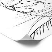 Meow Black line van hedendaagse kat getekend Poster (Hoek)