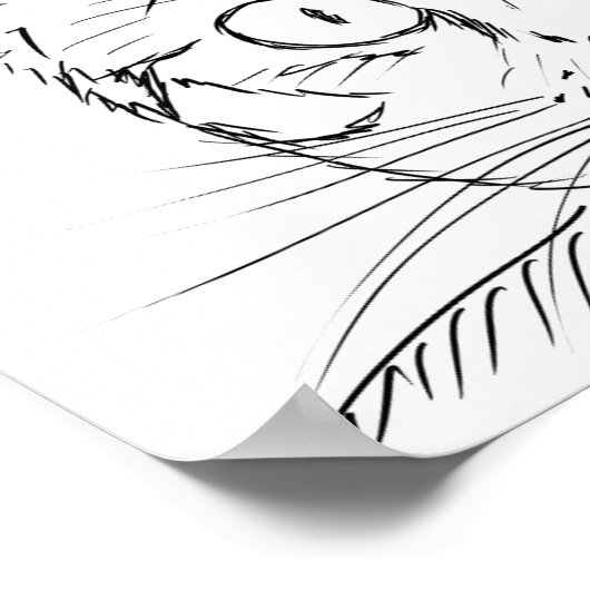 Meow Black line van hedendaagse kat getekend Poster (Hoek)