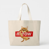 Meow Bordje Kattendesign Grote Tote Bag (Achterkant)