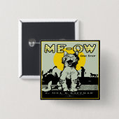 Meow Cat Art -  Vierkante Button 5,1 Cm (Voorkant /achterkant)