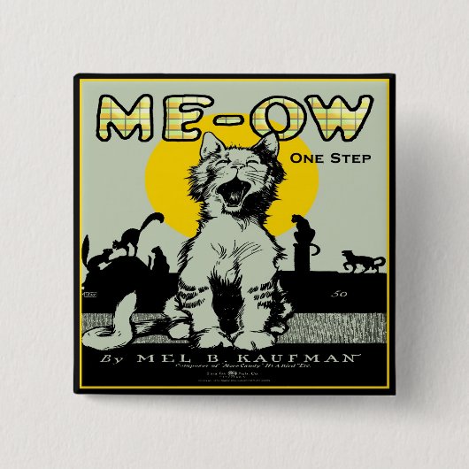 Meow Cat Art -  Vierkante Button 5,1 Cm (Voorkant)