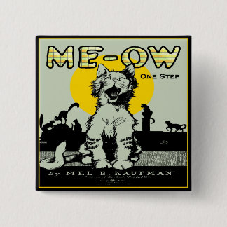 Meow Cat Art -  Vierkante Button 5,1 Cm