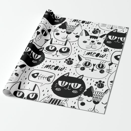 Meow Cat Cadeaupapier (Uitgerold)