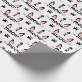 Meow Cat Ears en Pawprints Cadeaupapier (Hoek)