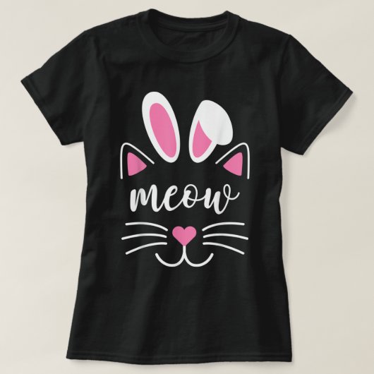 Meow Cat Face Easter Day Bunny Ears Shirt Funny Ca (Design voorkant)