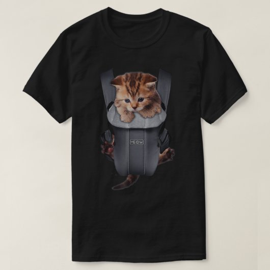 Meow Cat Kitten Carrier T-Shirt (Design voorkant)