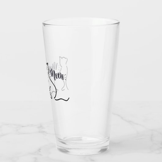Meow Cat Line Art | Minimalistisch CAT-ontwerp Glas (Links)