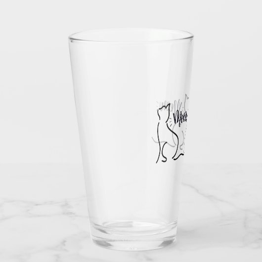 Meow Cat Line Art | Minimalistisch CAT-ontwerp Glas (Rechts)