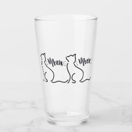 Meow Cat Line Art | Minimalistisch CAT-ontwerp Glas