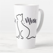 Meow Cat Line Art | Minimalistisch CAT-ontwerp Latte Mok (Rechterhoek)