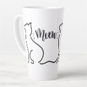 Meow Cat Line Art | Minimalistisch CAT-ontwerp Latte Mok (Linkerhoek)