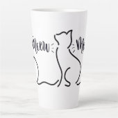 Meow Cat Line Art | Minimalistisch CAT-ontwerp Latte Mok (Voorkant)