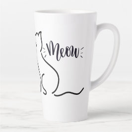 Meow Cat Line Art | Minimalistisch CAT-ontwerp Latte Mok