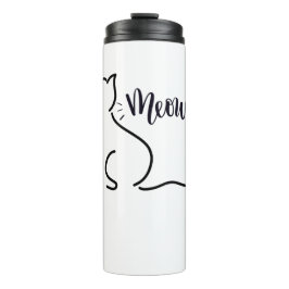 Meow Cat Line Art | Minimalistisch CAT-ontwerp Thermosbeker