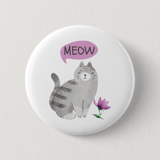 Meow Cat Ronde Button 5,7 Cm (Voorkant)