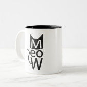 Meow Cat Typographic Tweekleurige Koffiemok (Voorkant links)