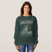 Meow Catmas - Gebreide lelijke Kerstkat Trui (Voorkant volledig)