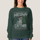 Meow Catmas - Gebreide lelijke Kerstkat Trui (Voorkant)